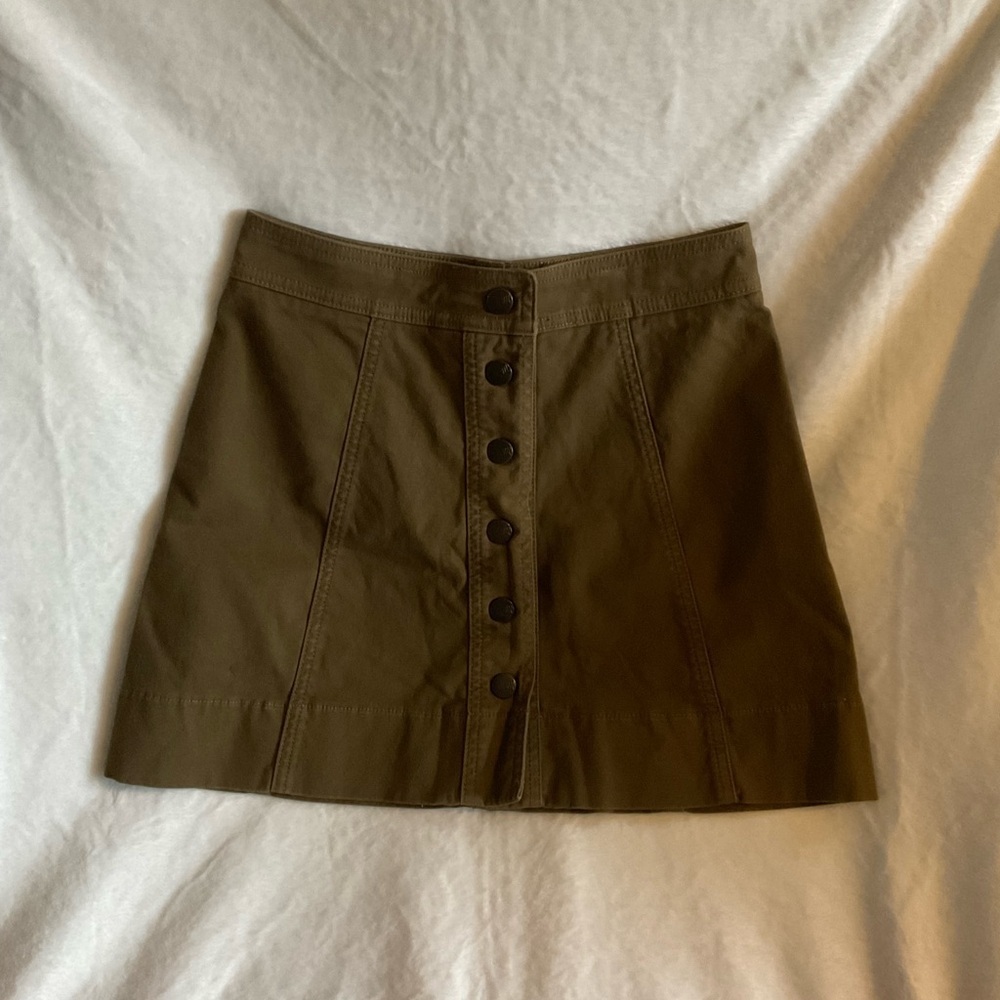 Madewell Metropolis Snap Skirt in Olive Green Sz 00 - Picture 3 of 6